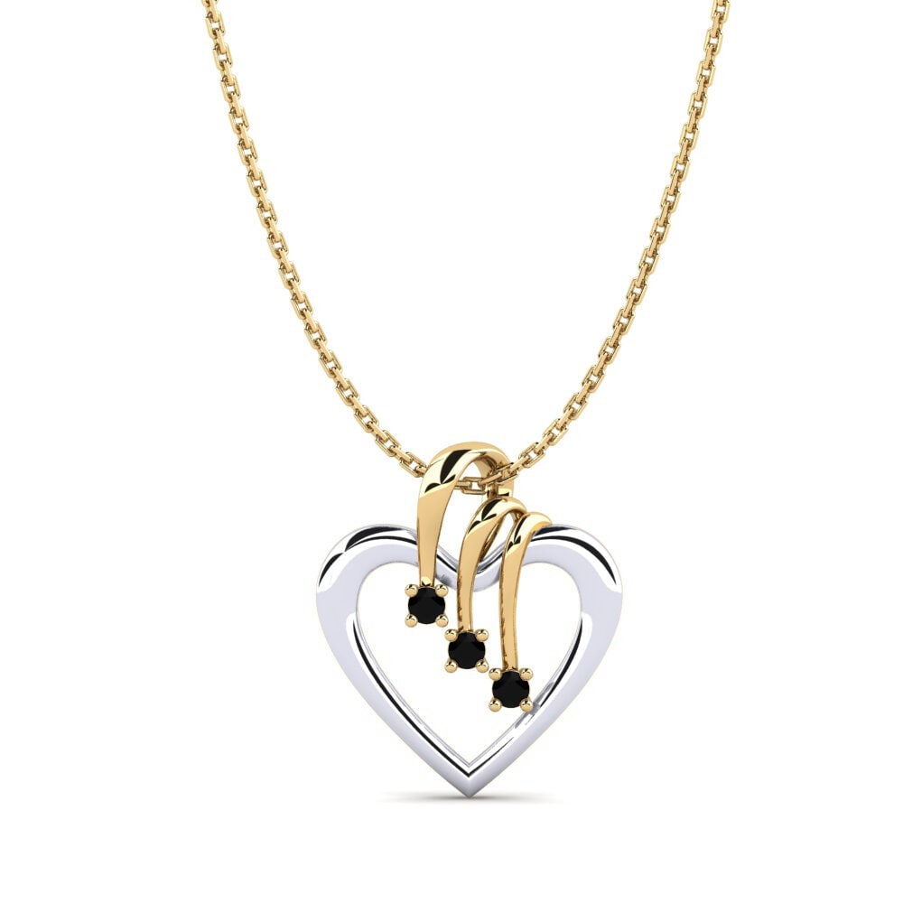 14ct Yellow & White Gold Black Sapphire Women's Pendant Katrin