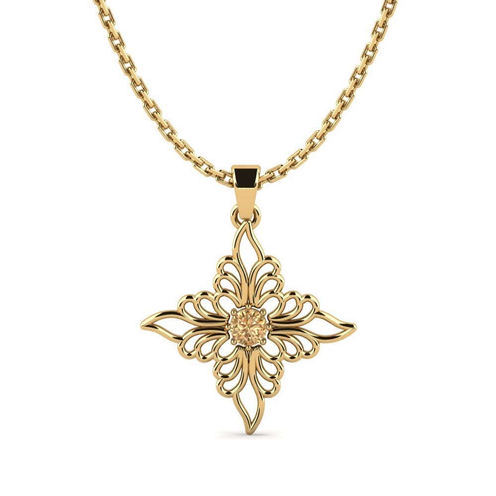 14k Yellow Gold Brown Diamond Women's Pendant Kayo
