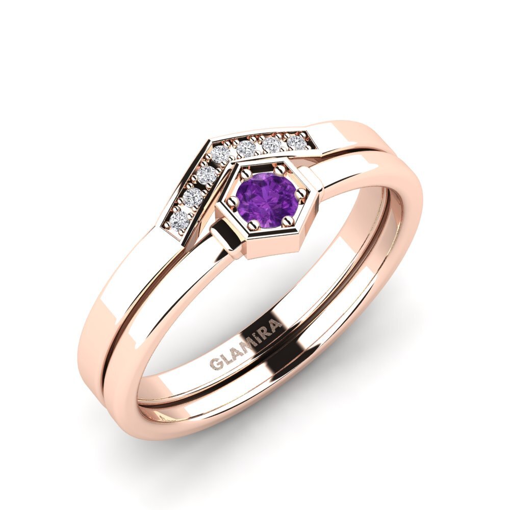 9ct Rose Gold Amethyst Bridal Set Keyser
