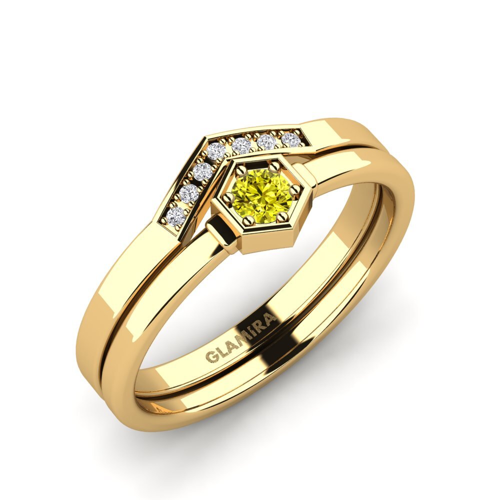 14ct Yellow Gold Yellow Diamond Bridal Set Keyser