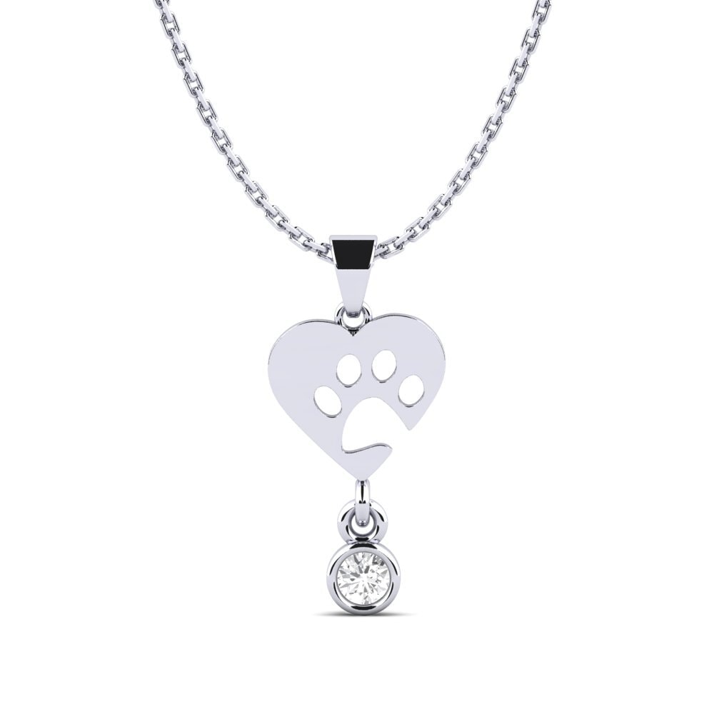 18ct White Gold White sapphire Women's Pendant Lacquer