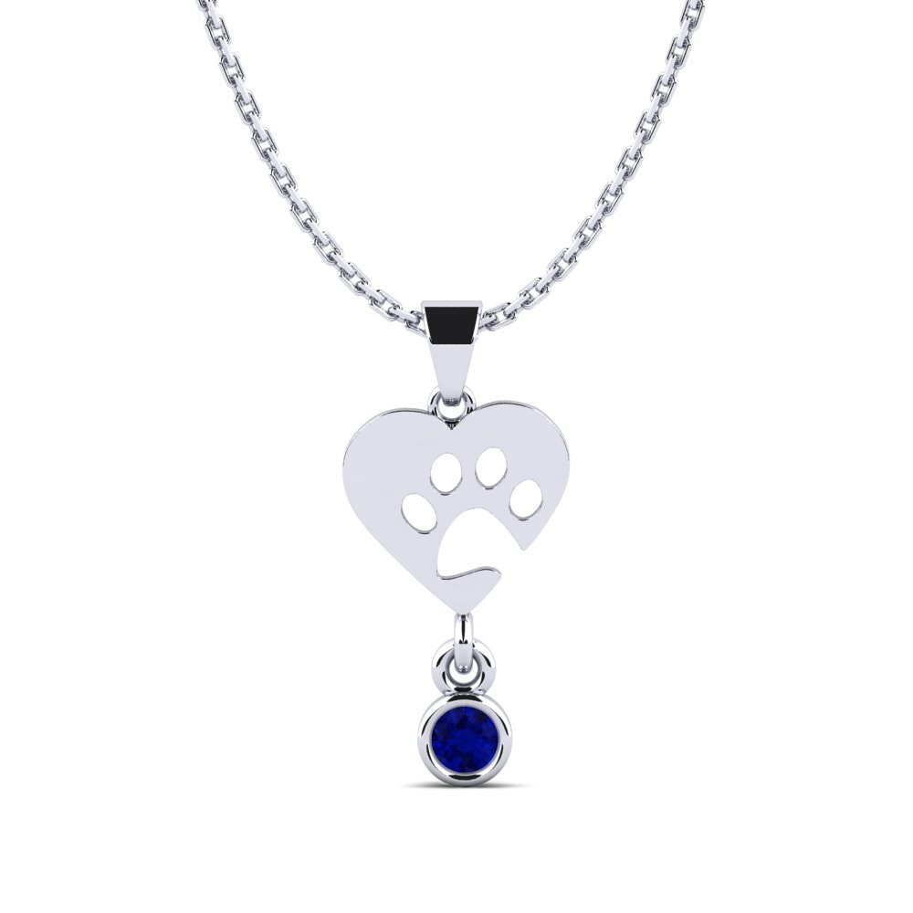 9ct White Gold Sapphire Women's Pendant Lacquer