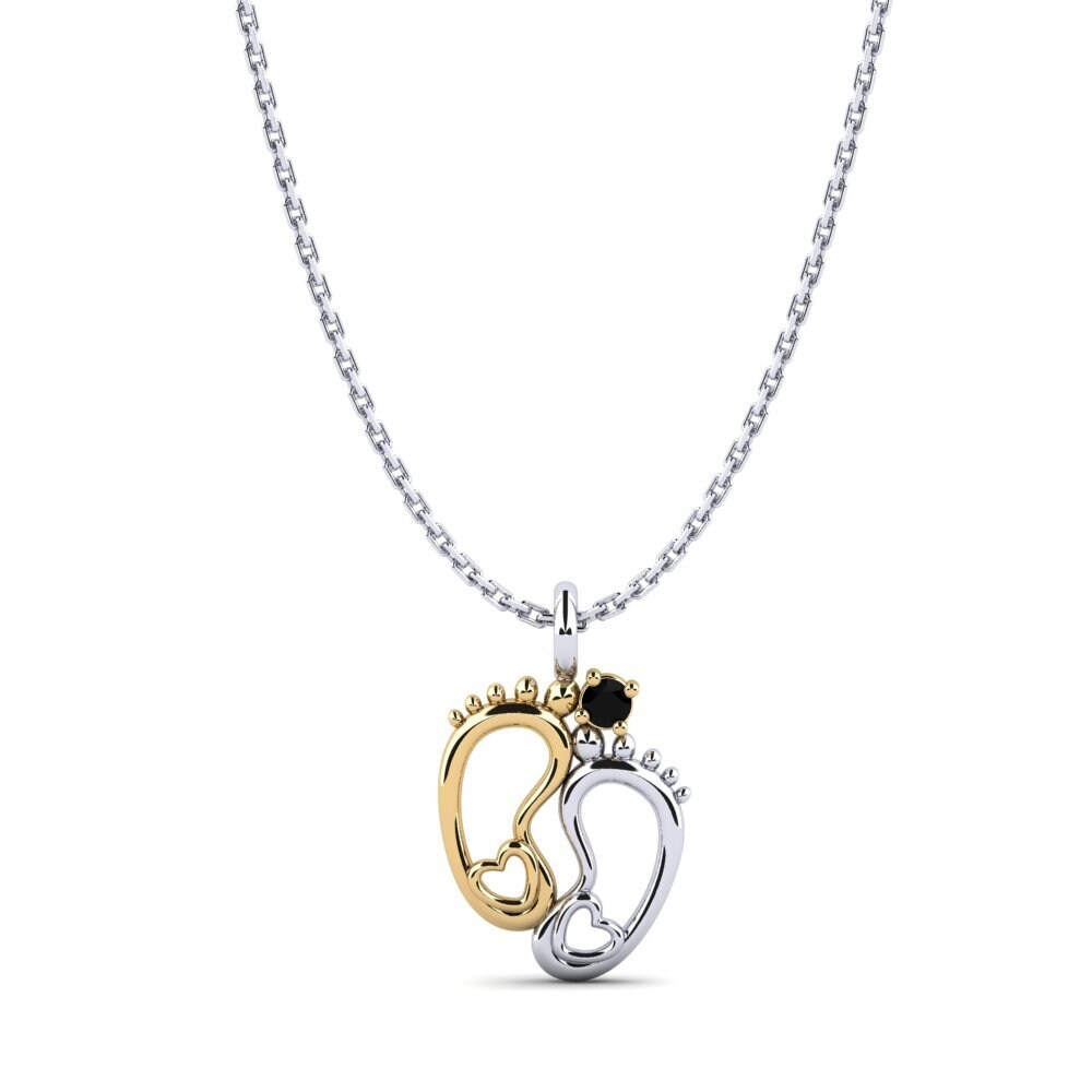14ct White & Yellow Gold Black Sapphire Women's Pendant Larisa