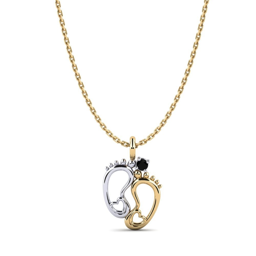 14ct Yellow & White Gold Black Sapphire Women's Pendant Larisa
