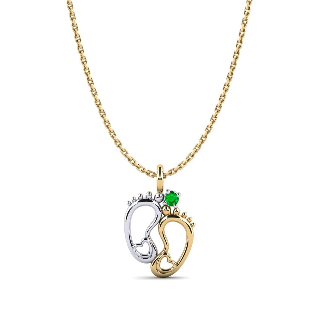 14k Oro Amarillo & Blanco Esmeralda Colgante de Mujer Larisa
