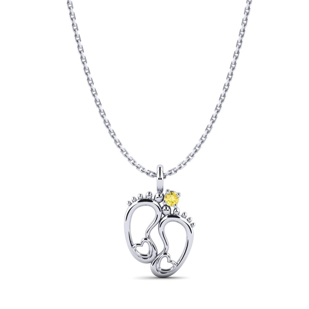 White Silver Yellow Sapphire Women's Pendant Larisa