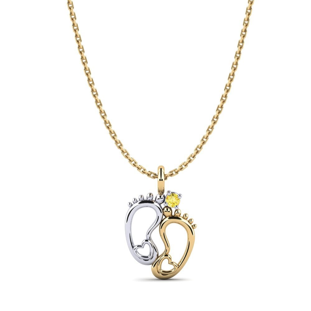 14k Oro Amarillo & Blanco Zafiro amarillo Colgante de Mujer Larisa