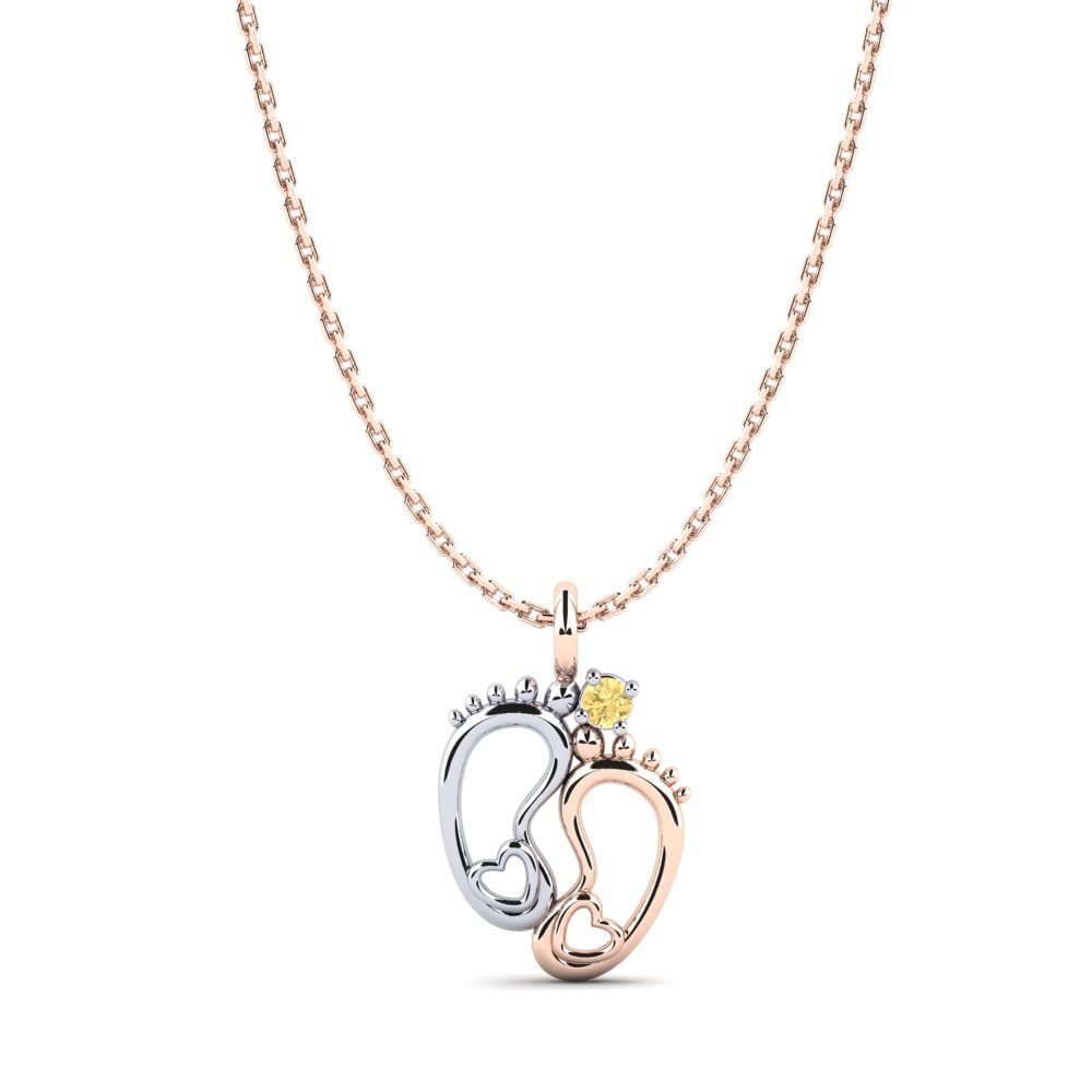 9k Oro Rosa & Blanco Diamante Amarillo Colgante de Mujer Larisa