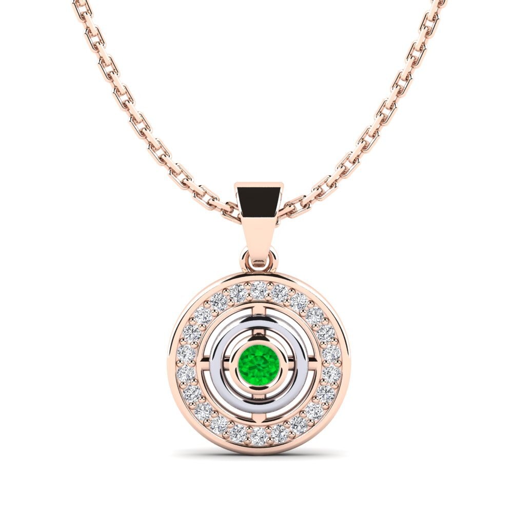 14ct Rose & White Gold Emerald Women's Pendant Leaguer