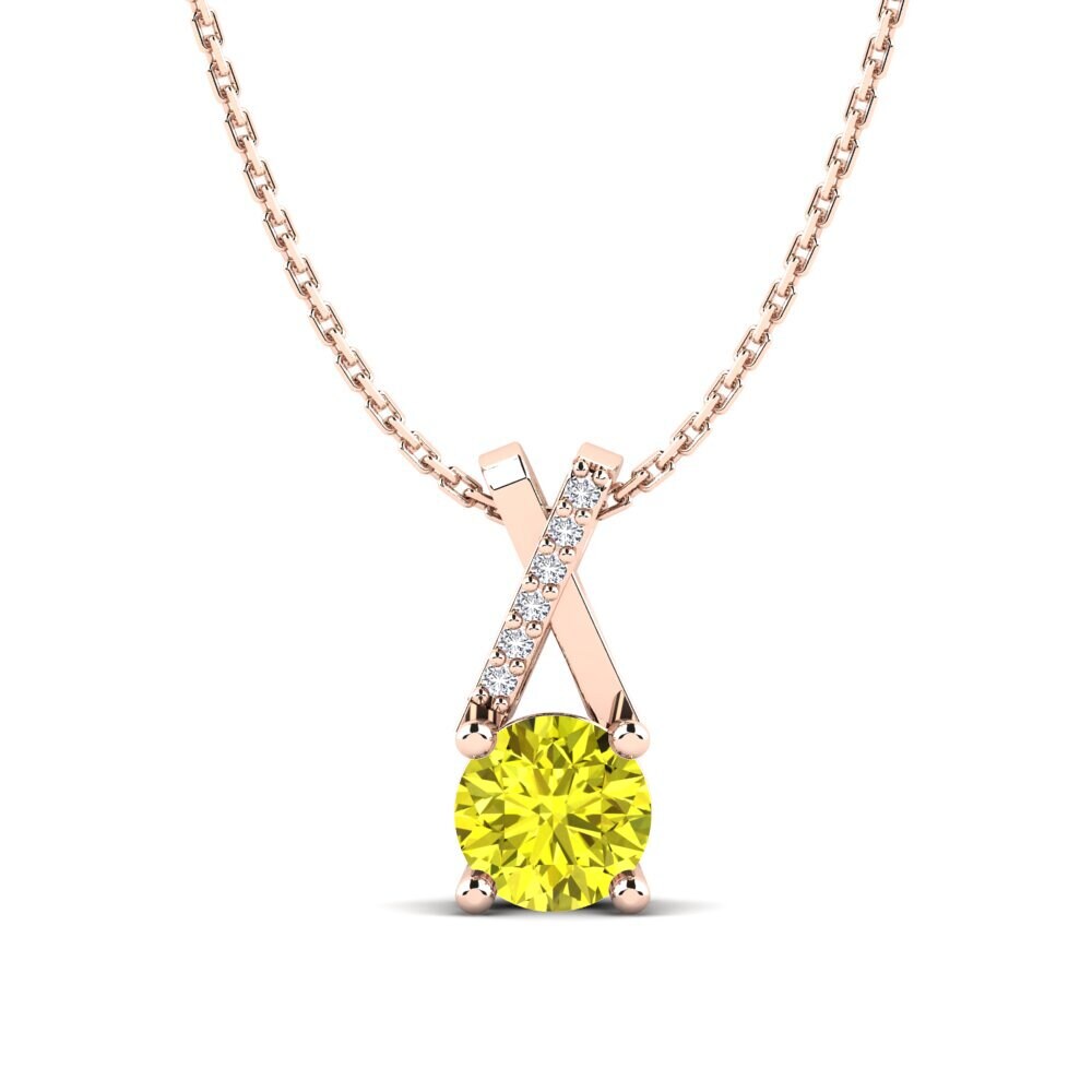 14ct Rose Gold Yellow Diamond Women's Pendant Leanna