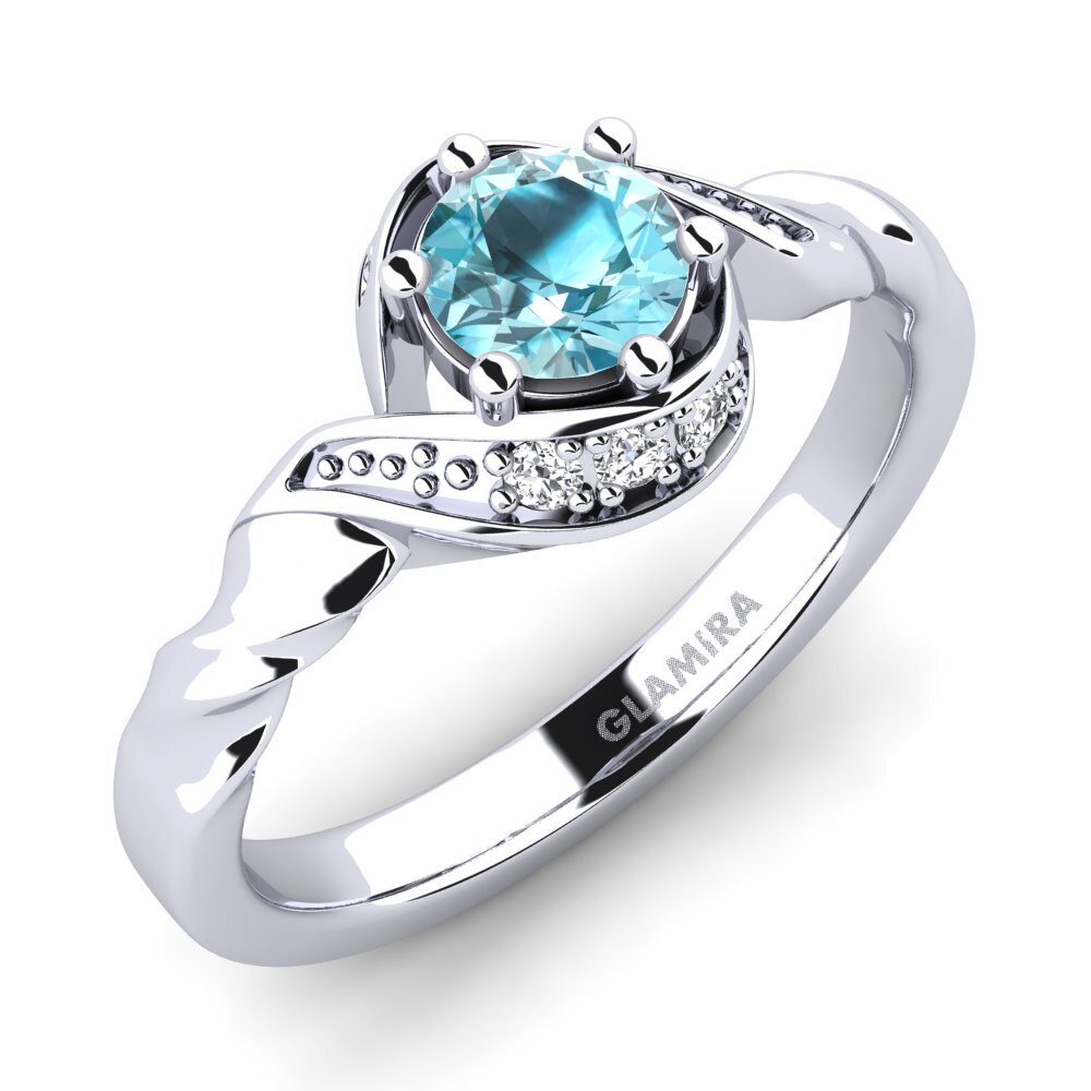950 Platinum Blue Zircon Engagement Ring Leona