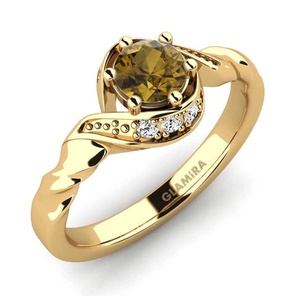 14K Yellow Gold Brown Zircon Engagement Ring Leona