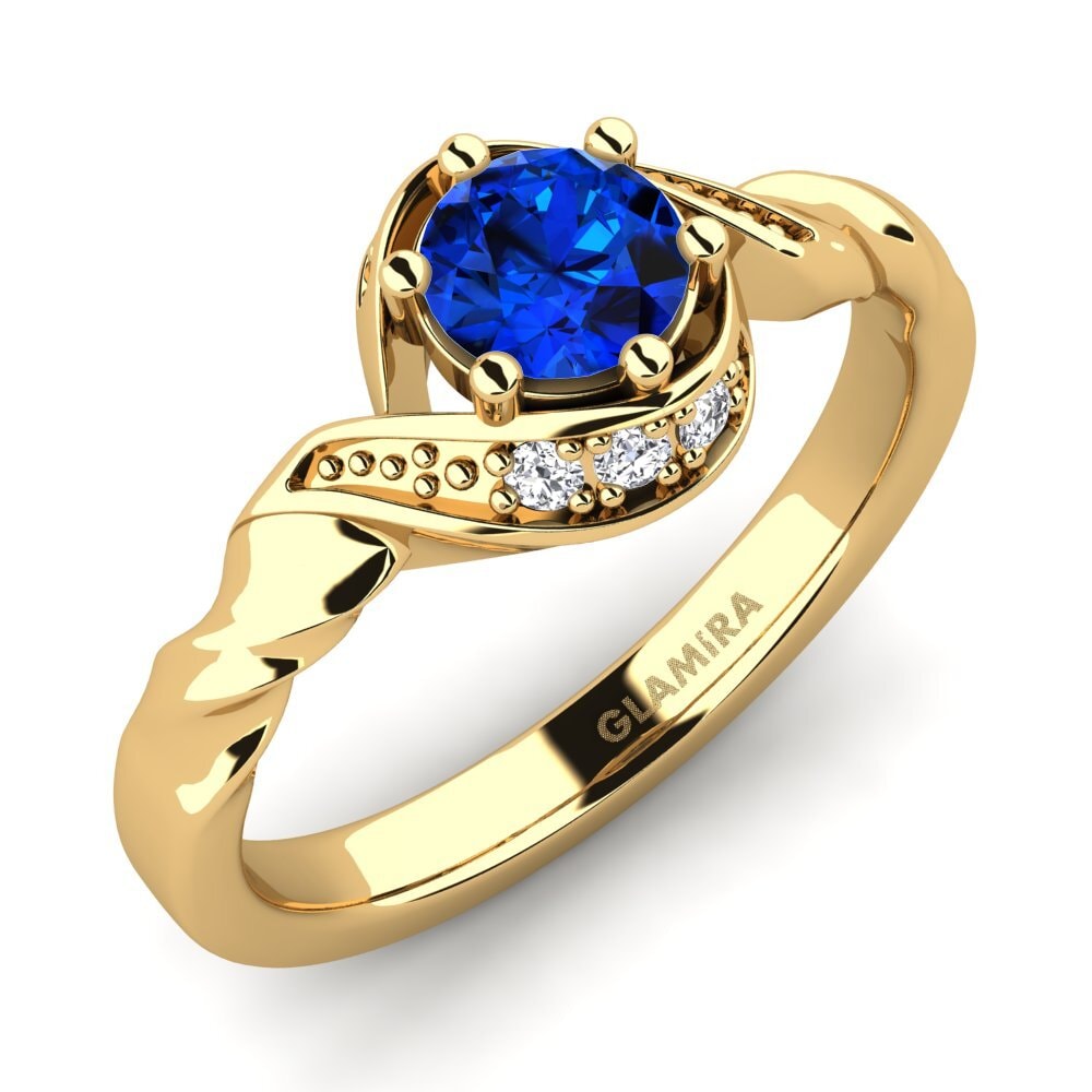 14ct Yellow Gold Sapphire (Lab Created) Engagement Ring Leona