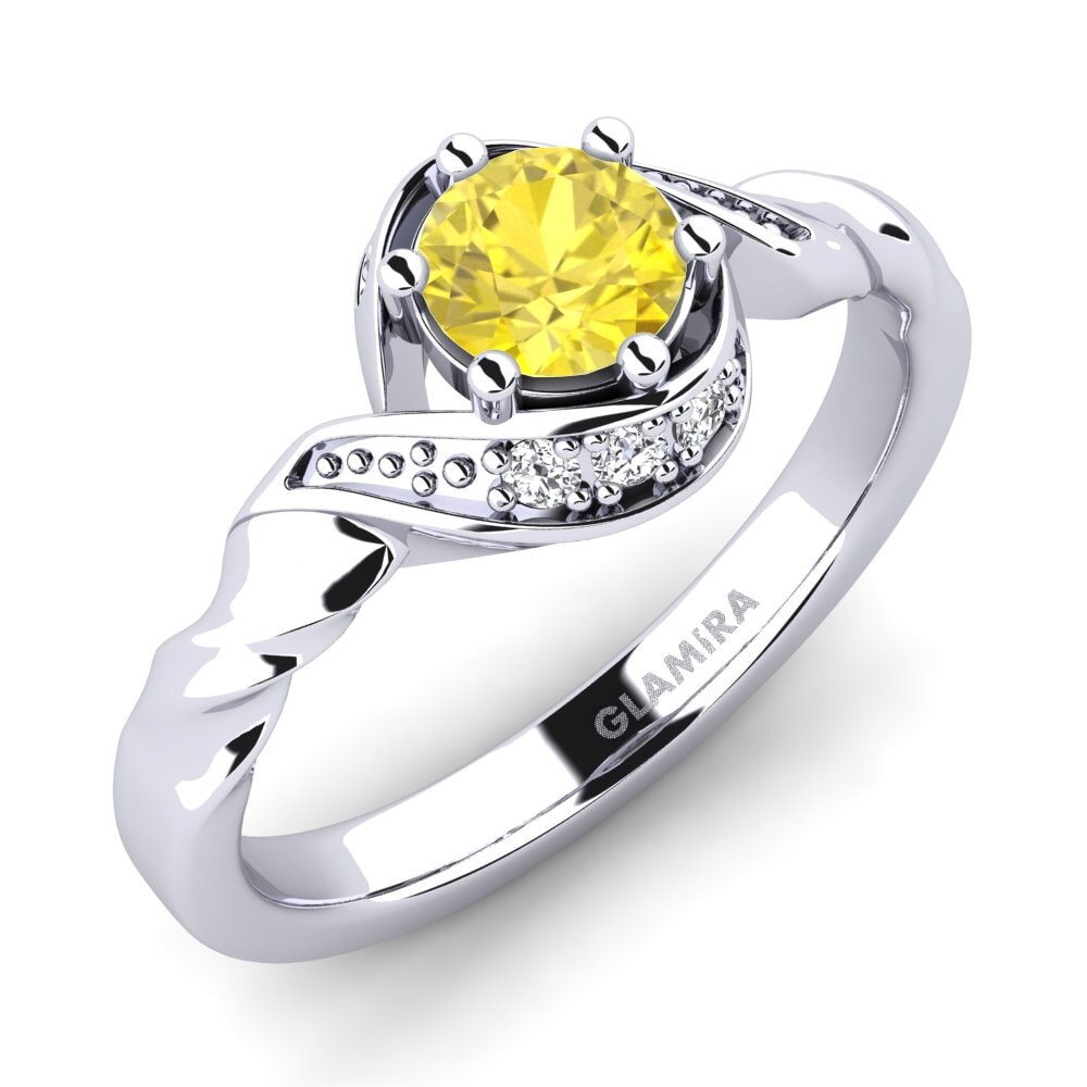 950 Palladium Yellow Sapphire Engagement Ring Leona