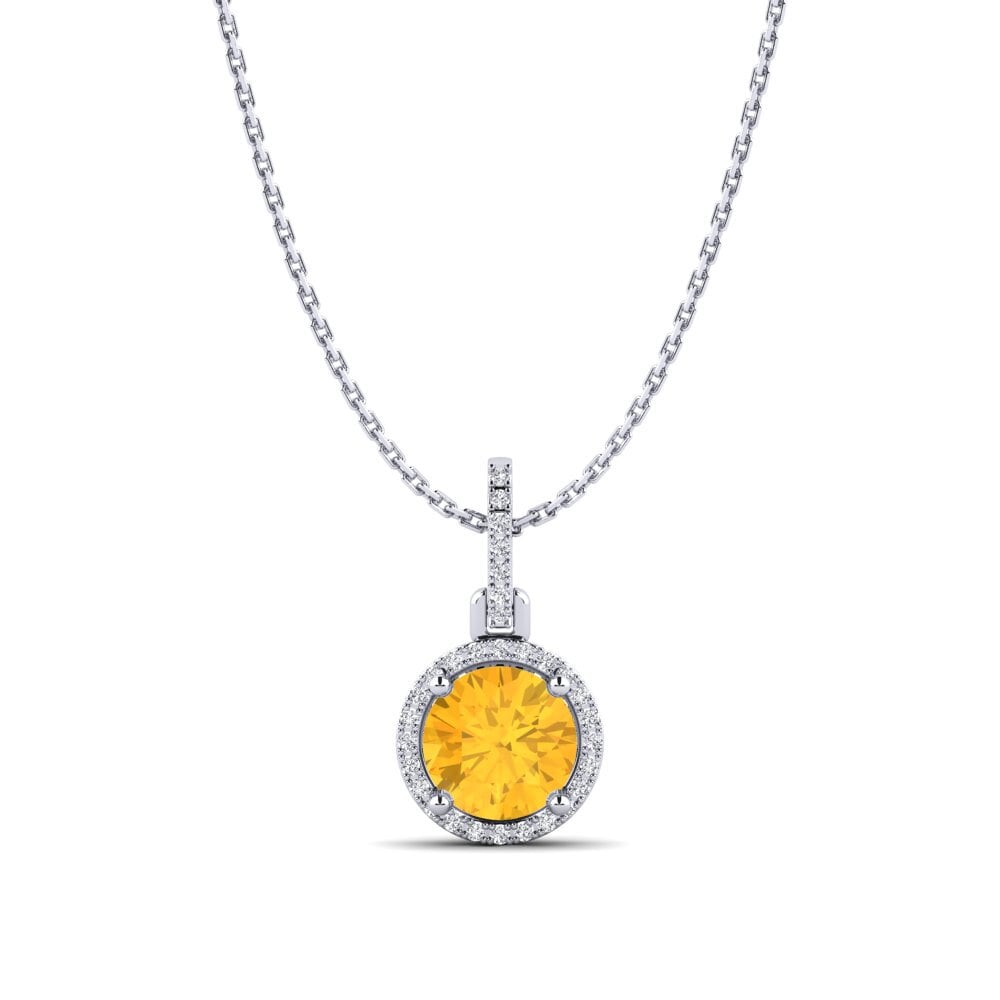9k White Gold Citrine Women's Pendant Lesley