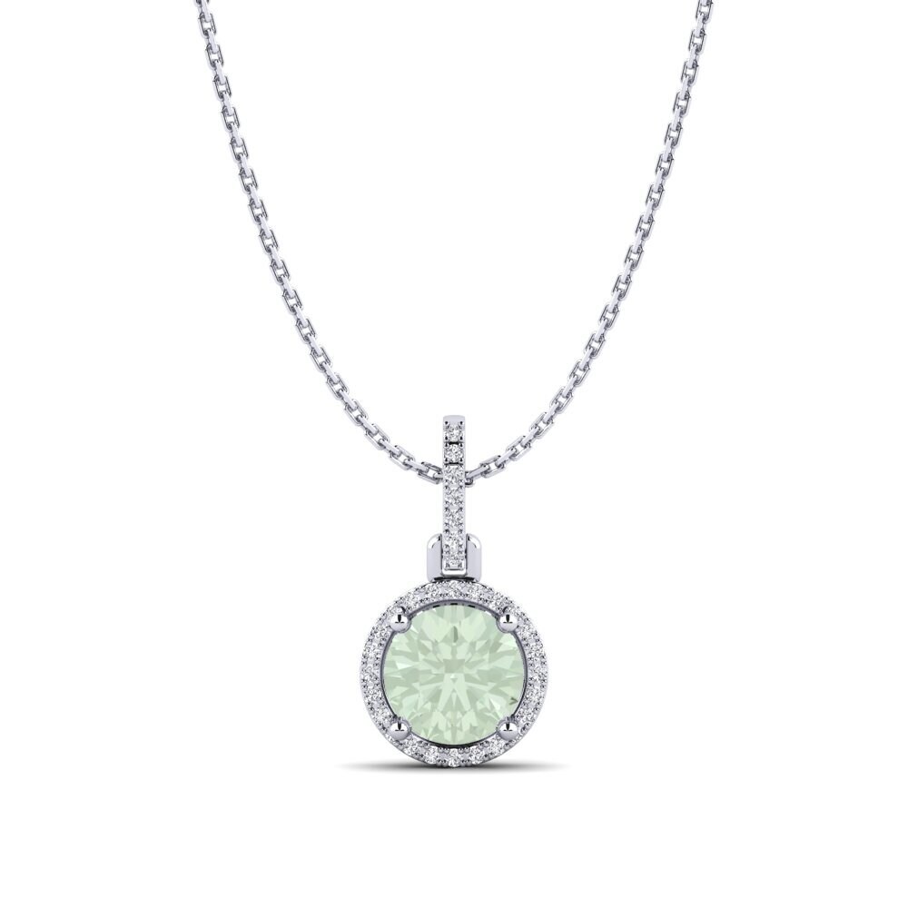 950 Palladium Green Amethyst Women's Pendant Lesley