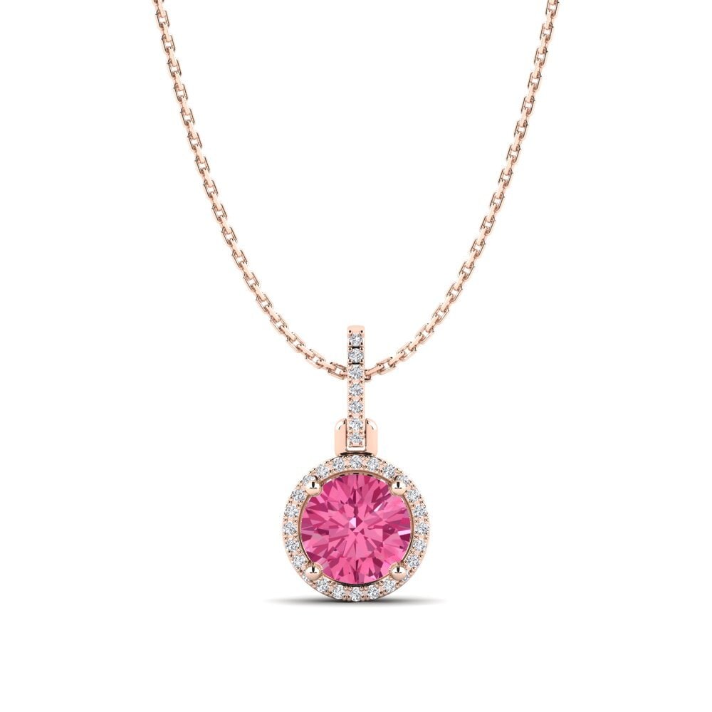 14ct Rose Gold Pink Tourmaline Women's Pendant Lesley
