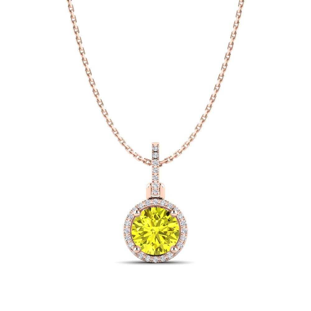 14ct Rose Gold Yellow Diamond Women's Pendant Lesley