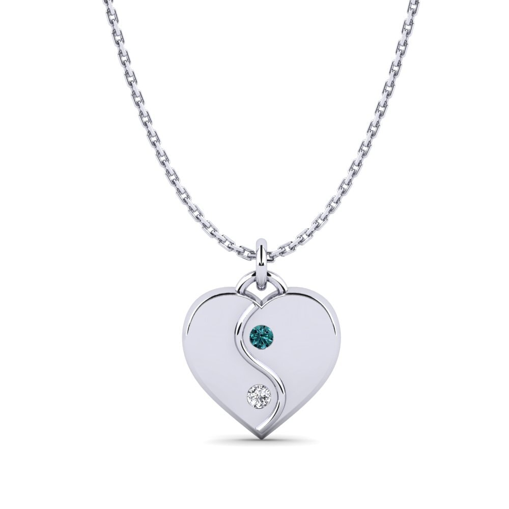 950 Platin Blauer Diamant Damen anhänger Lidiya