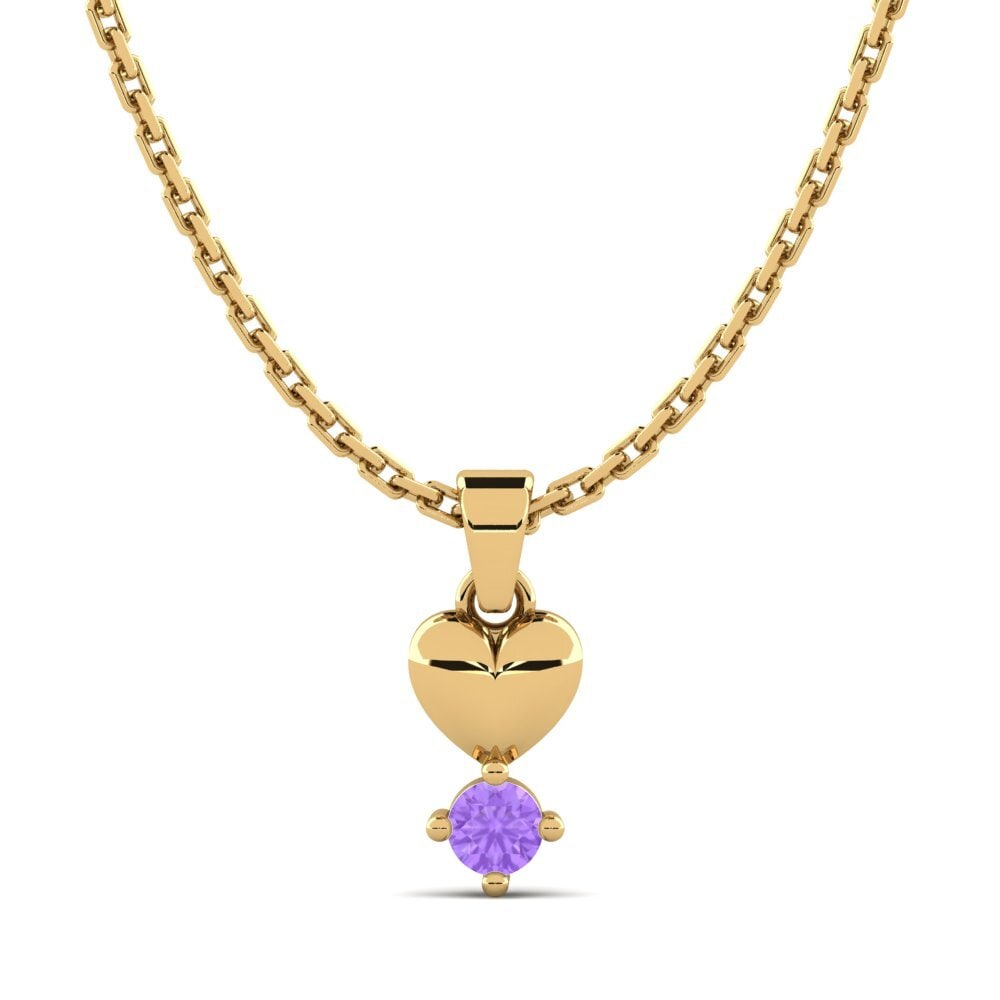 14k Oro Amarillo Amatista Colgante de Mujer Manger