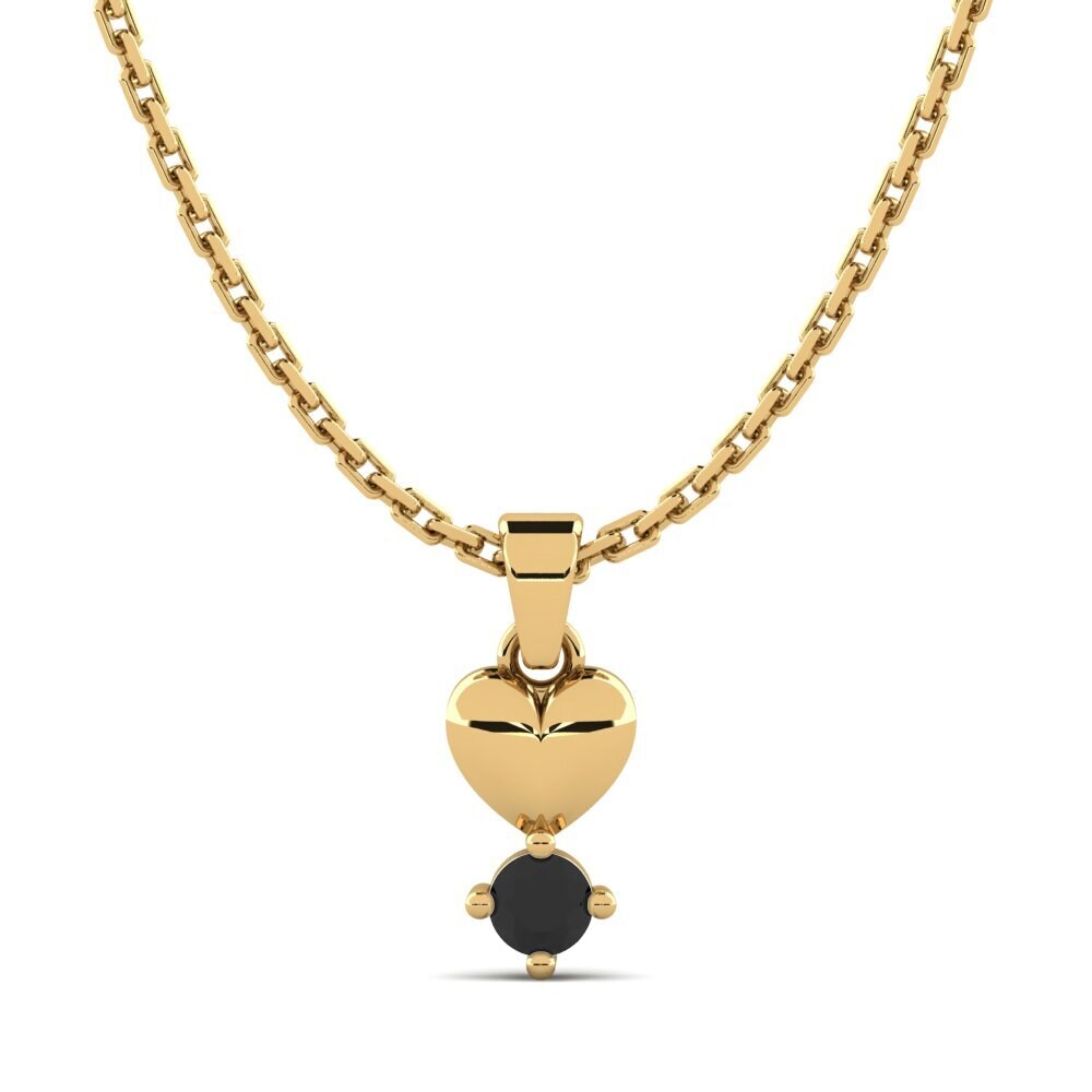 14k Yellow Gold Black Sapphire Women's Pendant Manger