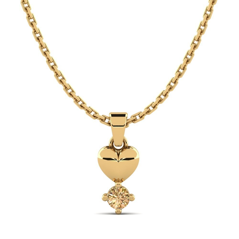 14k Yellow Gold Brown Diamond Women's Pendant Manger