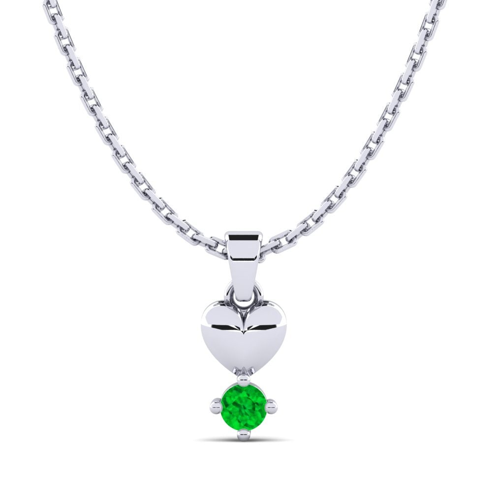14k Oro Blanco Esmeralda Colgante de Mujer Manger