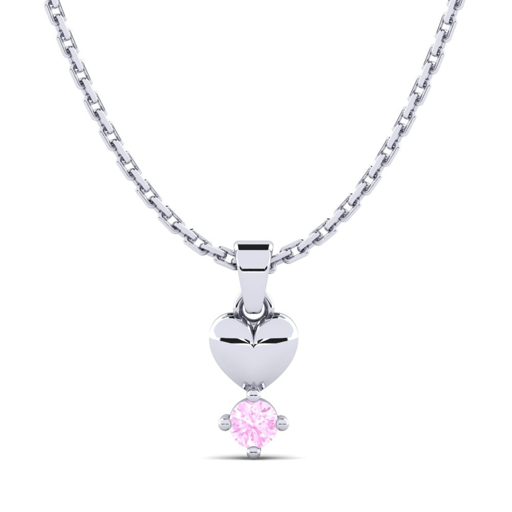14k Oro Blanco Zafiro Rosado Colgante de Mujer Manger