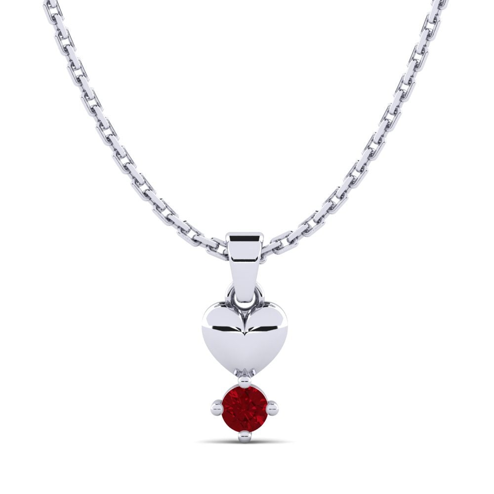 Platino 950 Circonita Roja Colgante de Mujer Manger