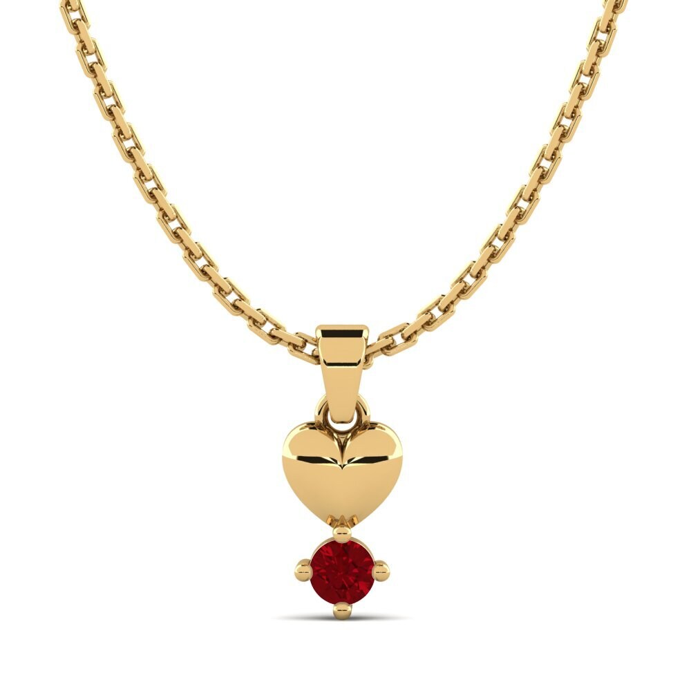 9k Oro Amarillo Circonita Roja Colgante de Mujer Manger