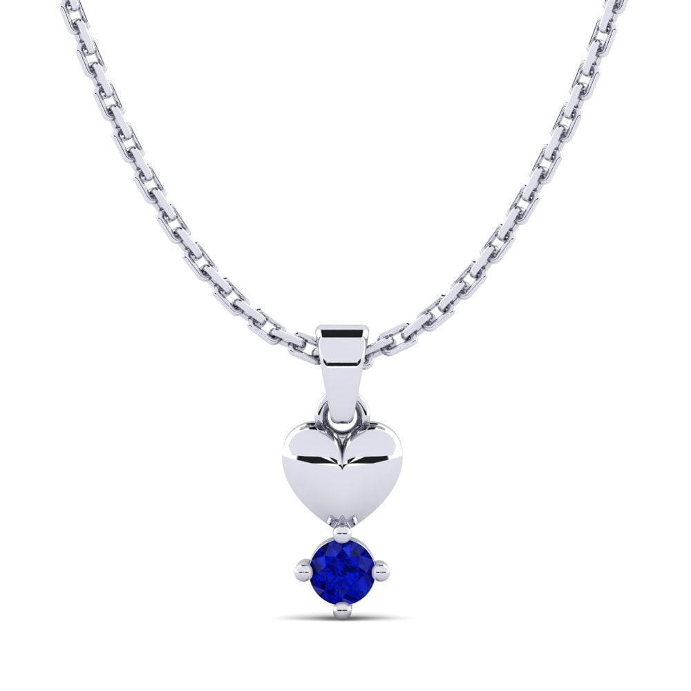 18k Oro Blanco Zafiro Colgante de Mujer Manger