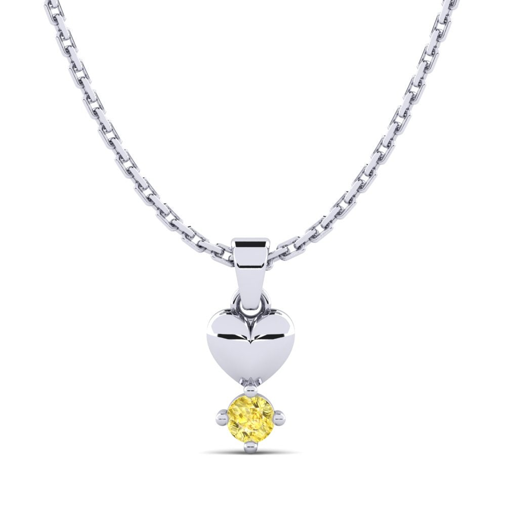 18k Oro Blanco Zafiro amarillo Colgante de Mujer Manger