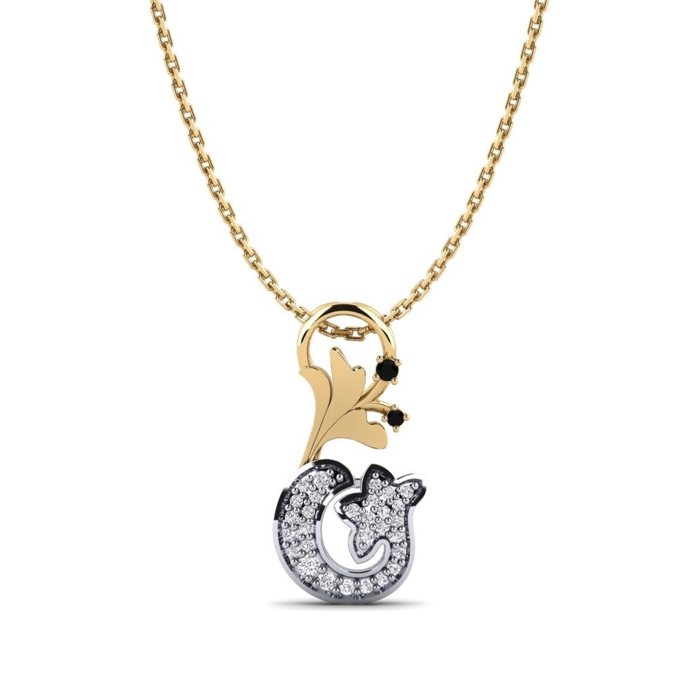 14k Oro Amarillo & Blanco Ónix Negro Colgante de Mujer Margot