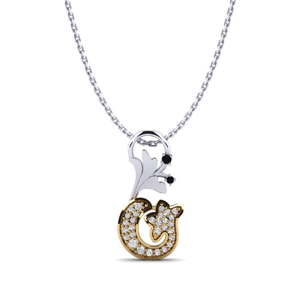 14ct White & Yellow Gold Black Sapphire Women's Pendant Margot