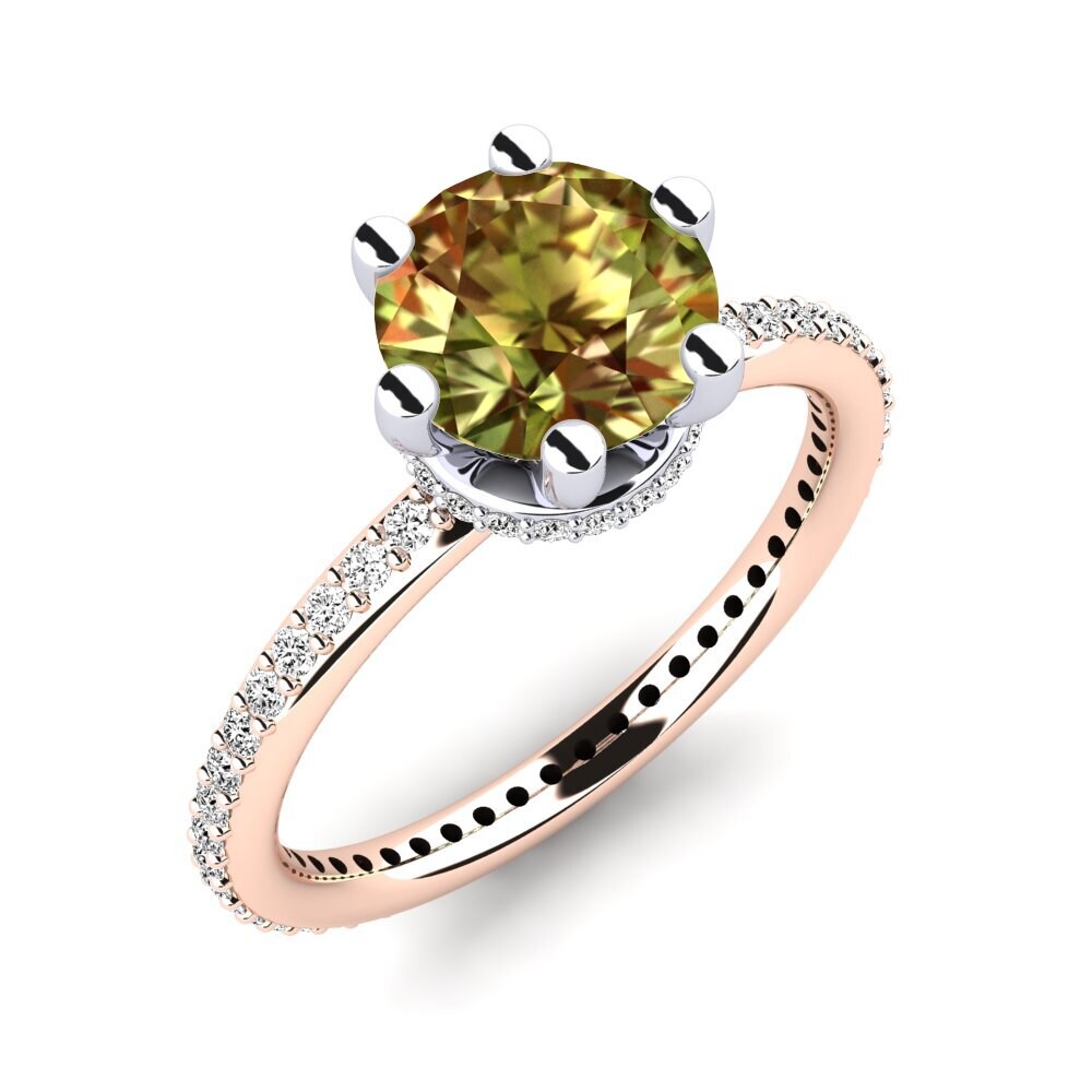 14ct Rose / White Gold Sultan Stone Engagement Ring Marinella 2.0 crt