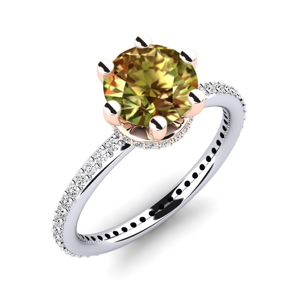 14ct White / Rose Gold Sultan Stone Engagement Ring Marinella 2.0 crt