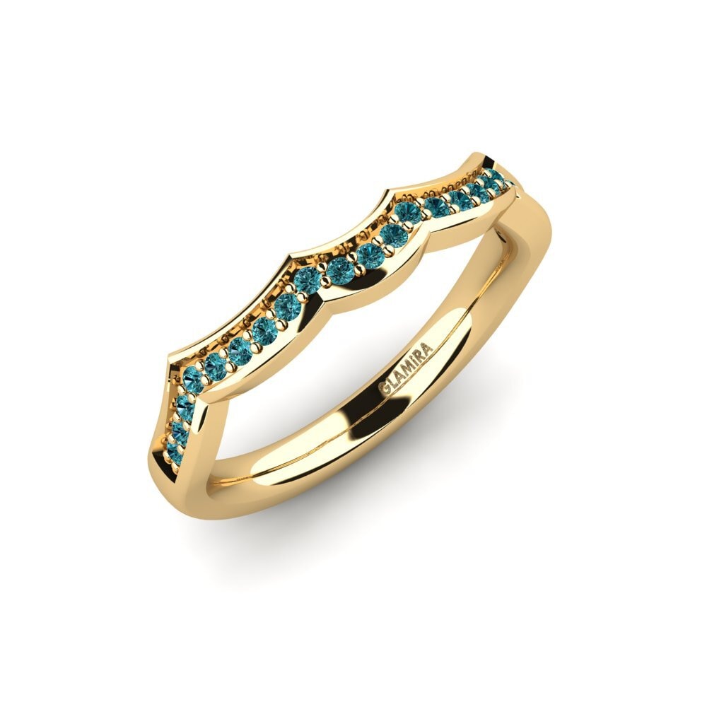 14k 黃色K金 藍色鑽石 Bridal Set Marvelous 戒指 B