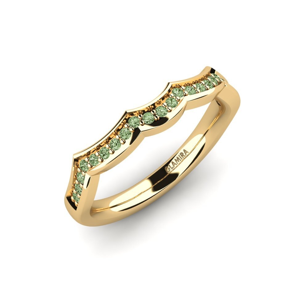 Or Jaune 14k Diamant Vert Ensemble de mariée Marvelous Bague B
