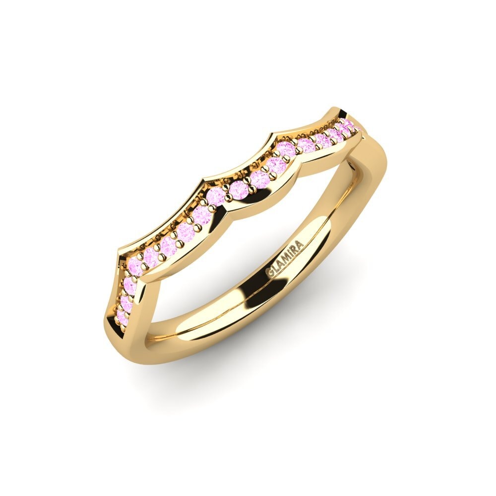 Or Jaune 14k Saphir Rose Ensemble de mariée Marvelous Bague B