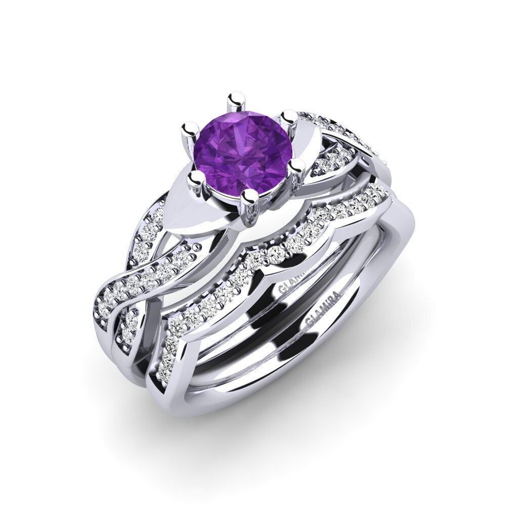 14ct White Gold Amethyst Bridal Set Marvelous