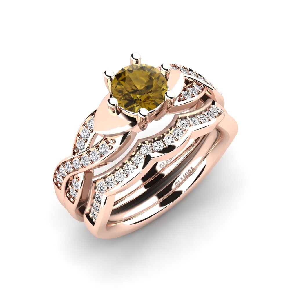 Round Brown Zircon Bridal Set Marvelous