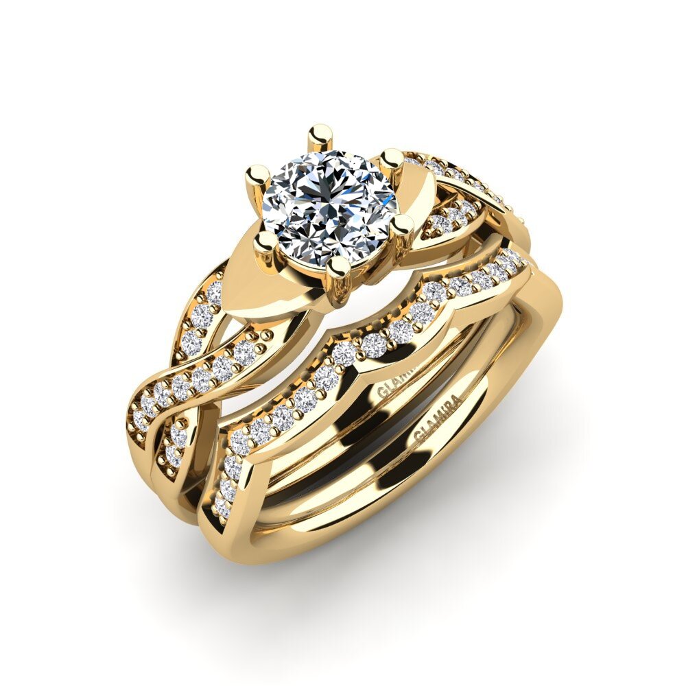 18ct Yellow Gold Zirconia Bridal Set Marvelous