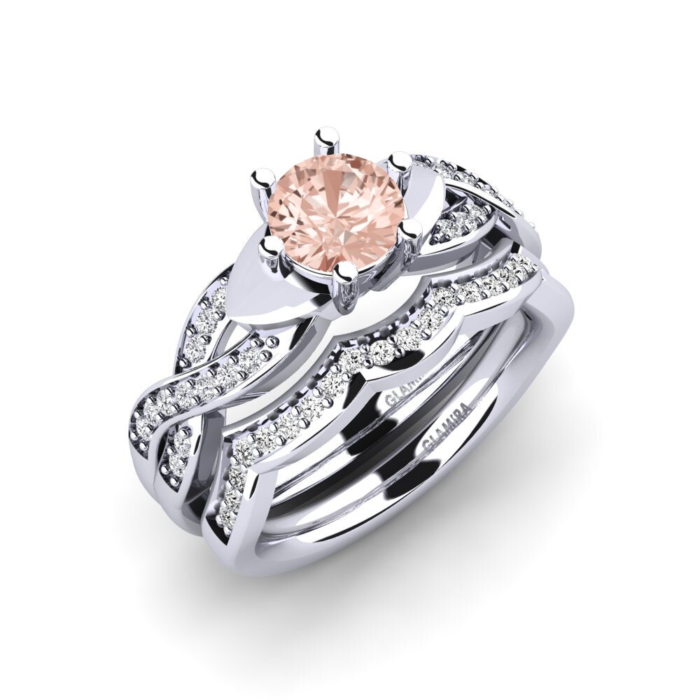14ct White Gold Morganite Bridal Set Marvelous