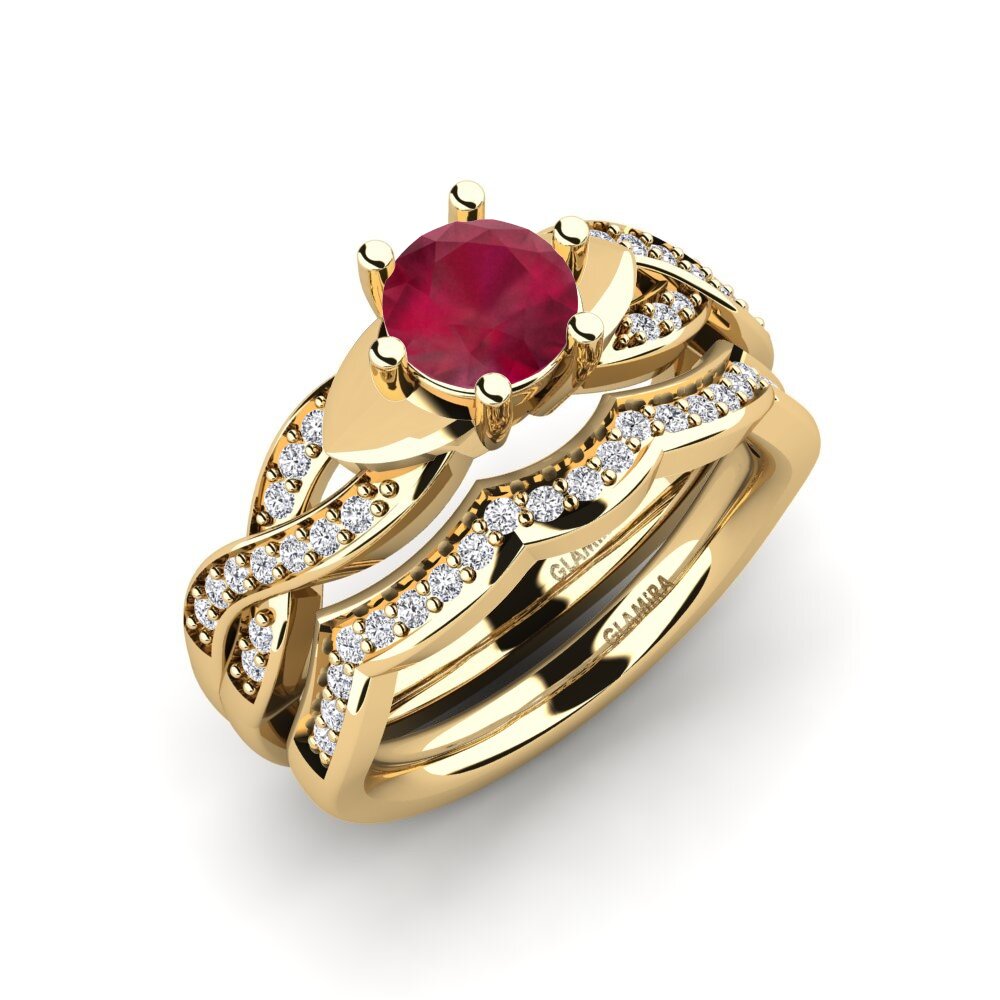 18ct Yellow Gold Ruby Bridal Set Marvelous