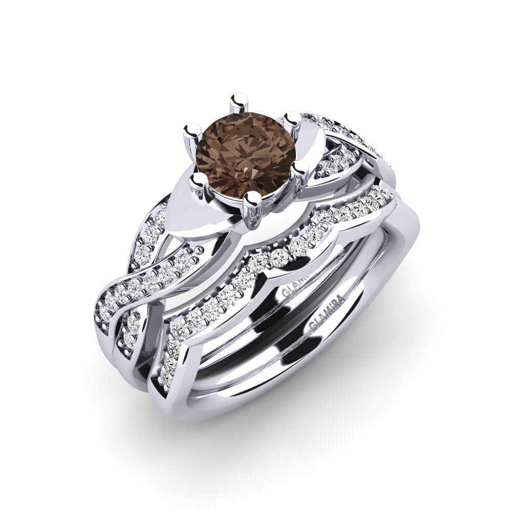 18ct White Gold Smoky Quartz Bridal Set Marvelous