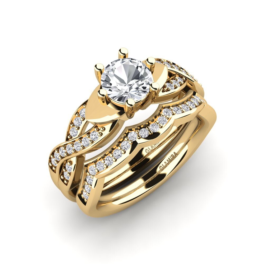 14ct Yellow Gold White Zircon Bridal Set Marvelous