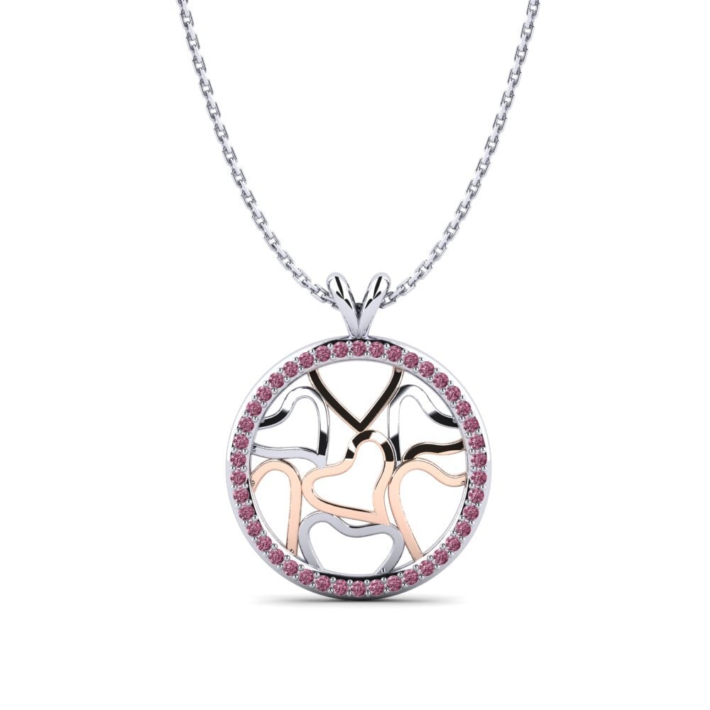 14k Oro Blanco & Rosa Granate Rhodolite Colgante de Mujer Masbatella