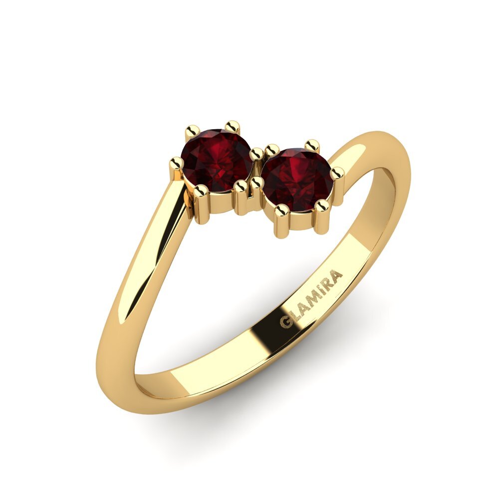 14K Yellow Gold Garnet Engagement Ring Mastiquer