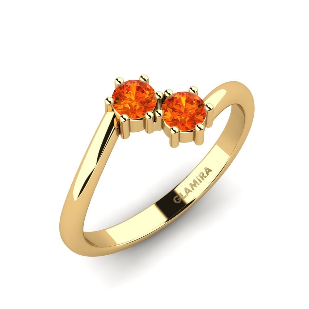 18k Oro Amarillo Zafiro Naranja Anillo de compromiso Mastiquer