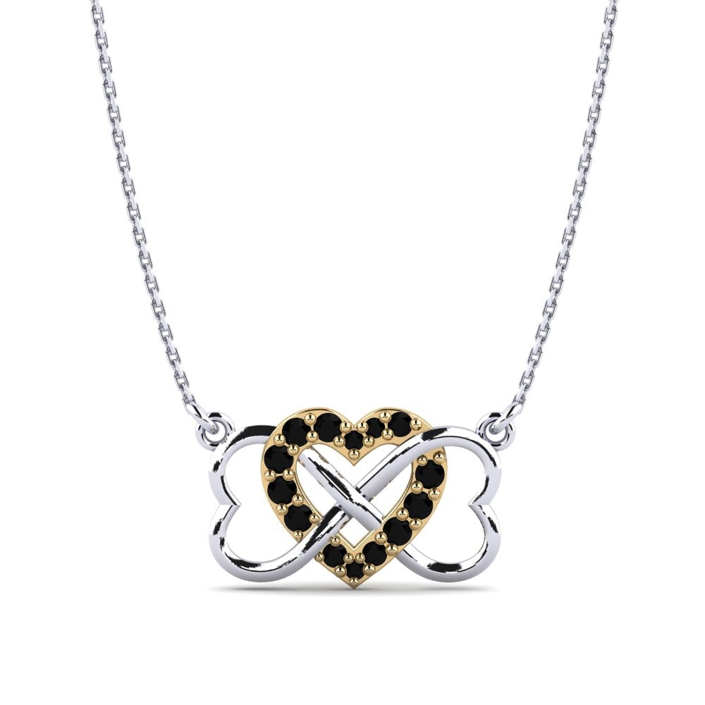 14ct White & Yellow Gold Black Sapphire Women's Necklace Meryl